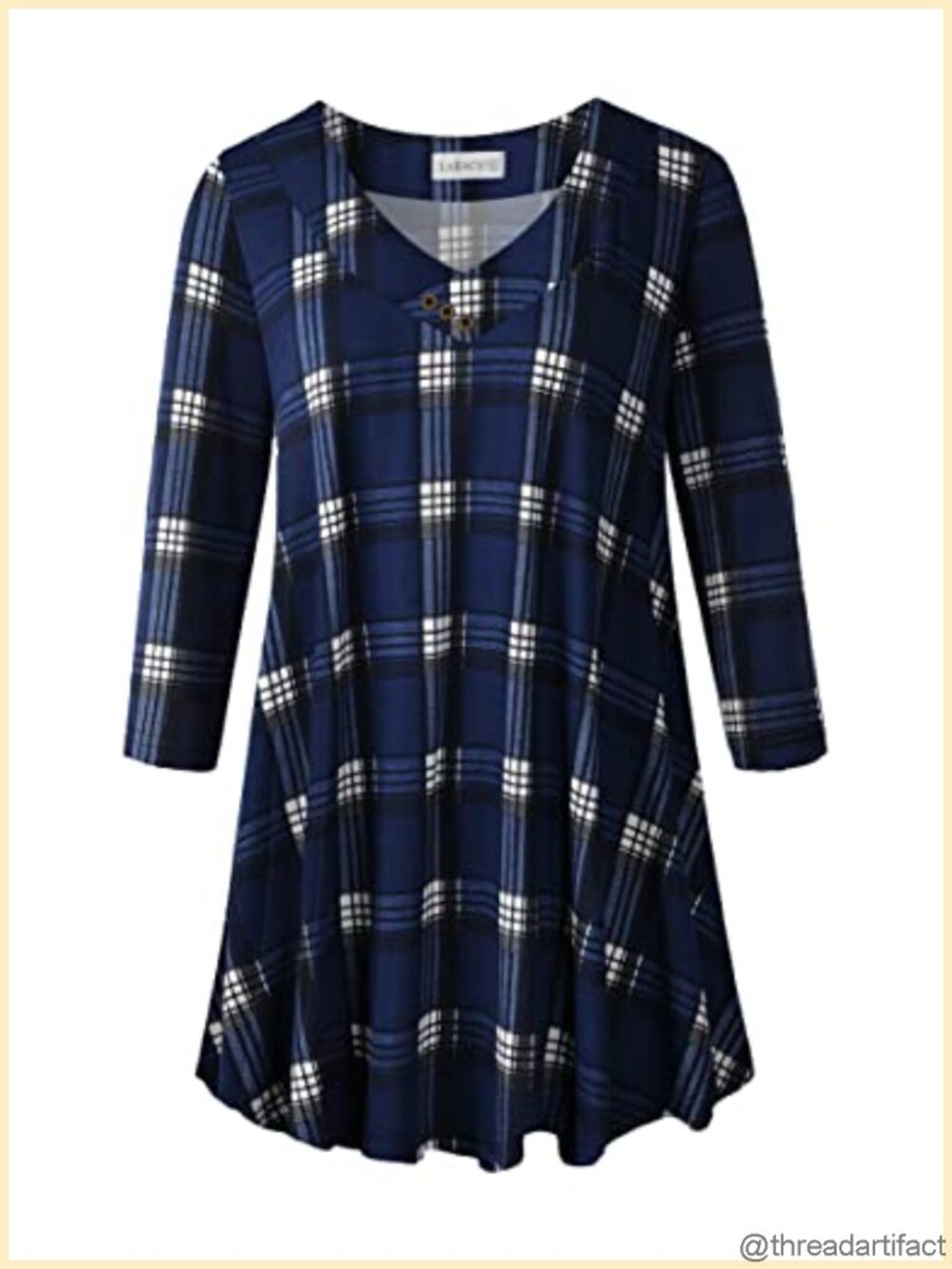 Plus Size Tunic Top 3/4 Sleeve V Neck Flowy Loose Rayon Spandex